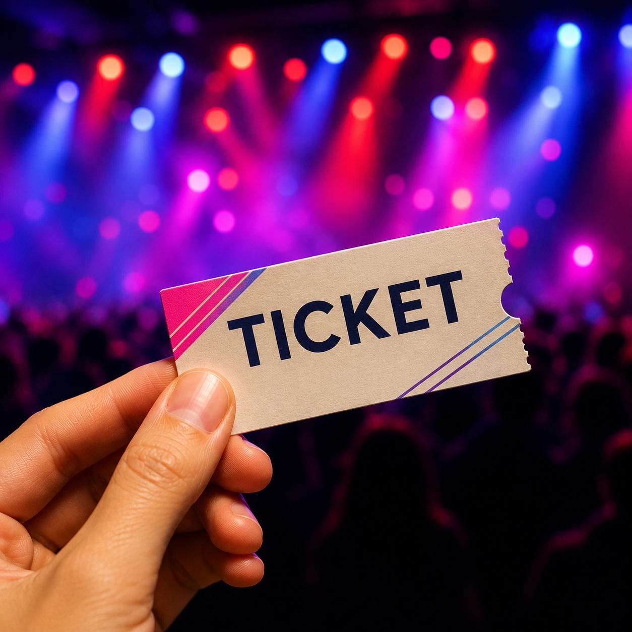 Live concert in Japan with a ticket in the foreground